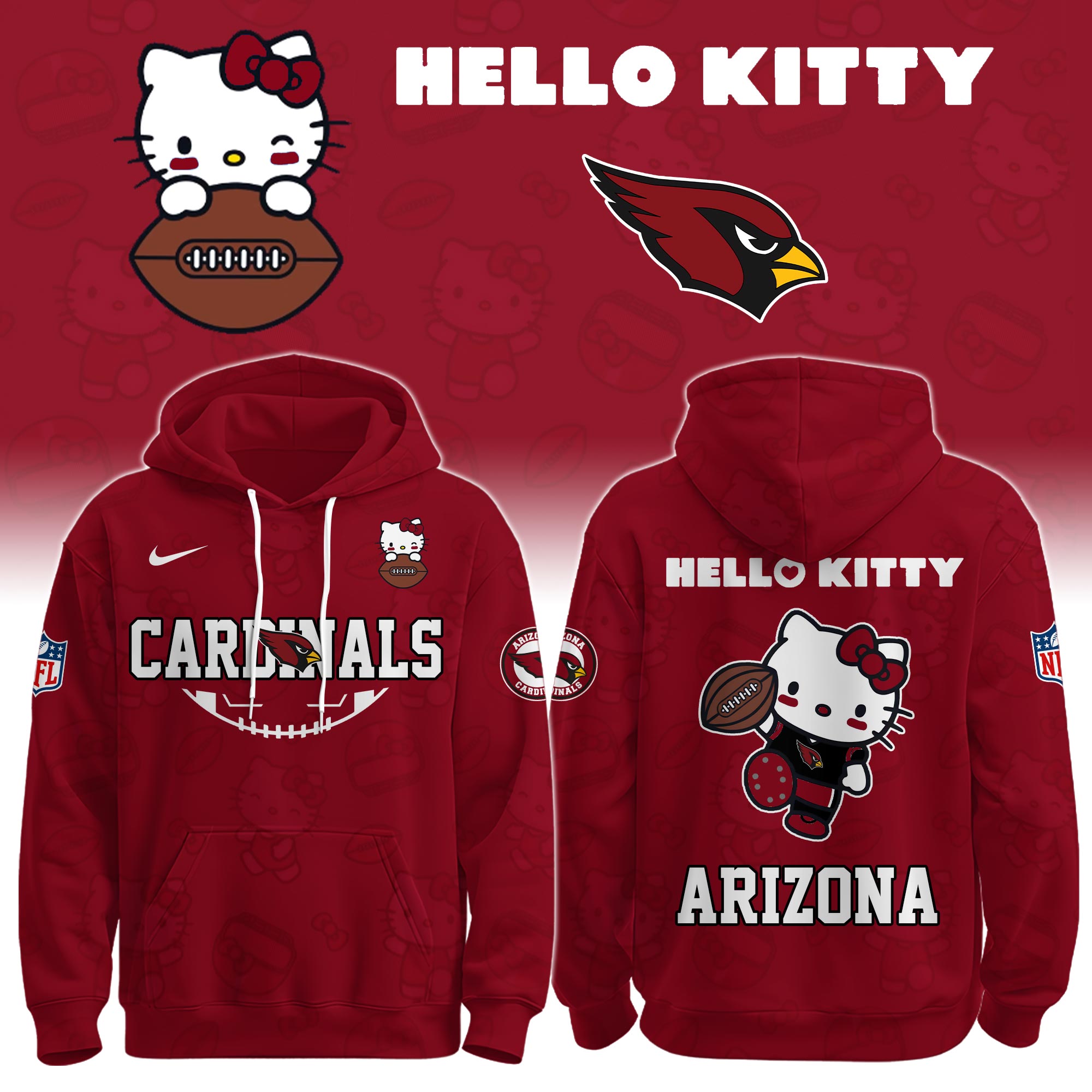ARI Cardinals Special Hello Kitty Limited Edition Hoodie