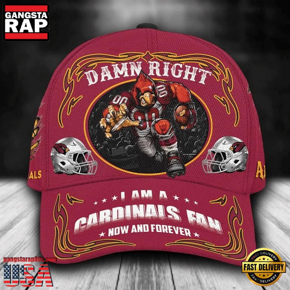 NFL Custom Name Arizona Cardinals Mascot Damn Right Football Team Baseball Cap